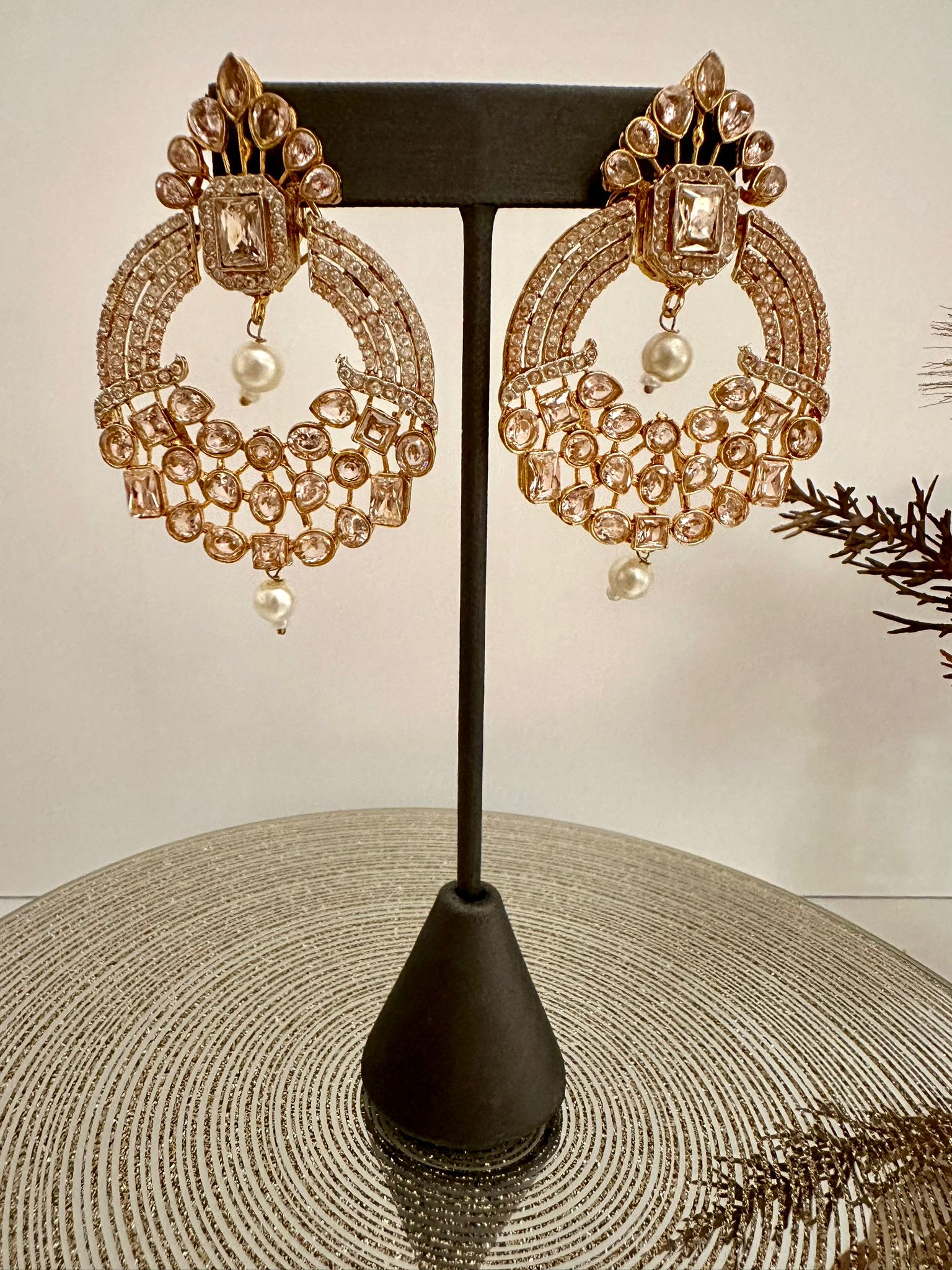 Azar-Zircon studded round earrings