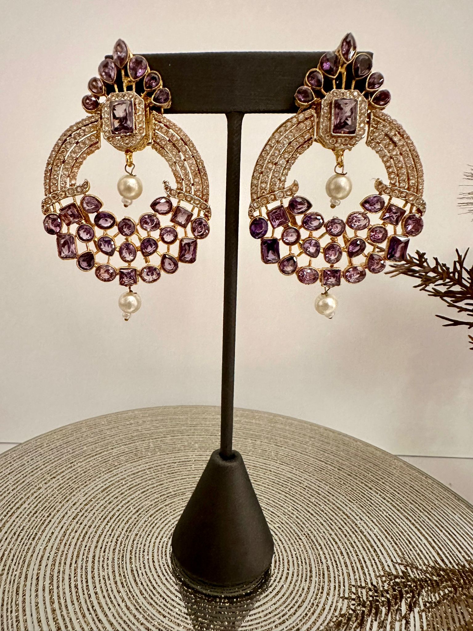 Azar-Zircon studded round earrings