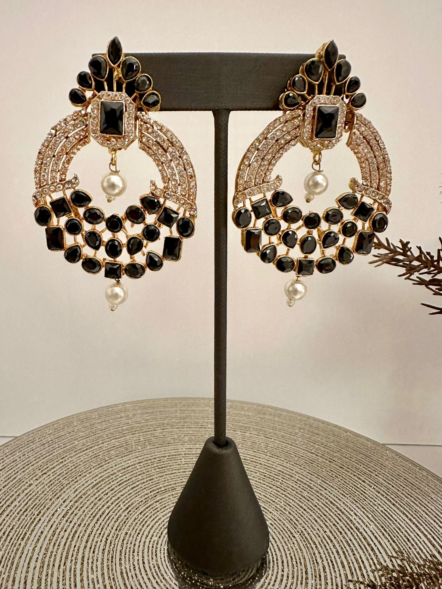 Azar-Zircon studded round earrings