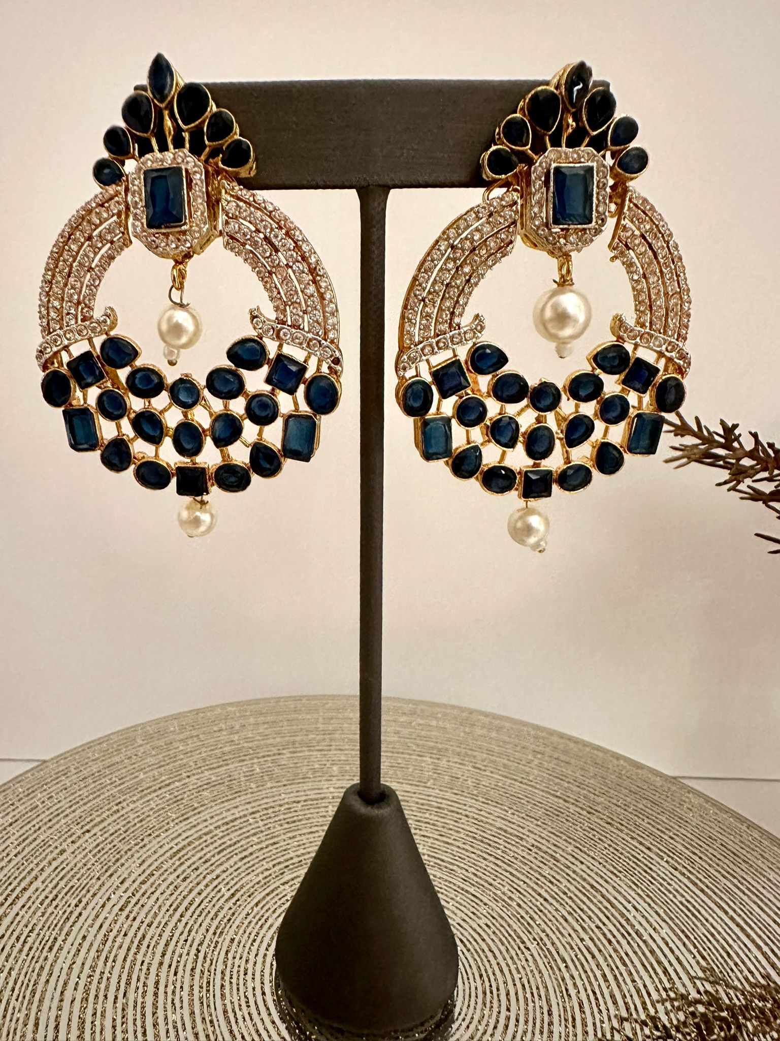 Azar-Zircon studded round earrings